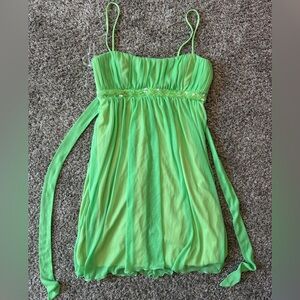 City Triangles Neon Green Spaghetti Strap Babydoll Dress